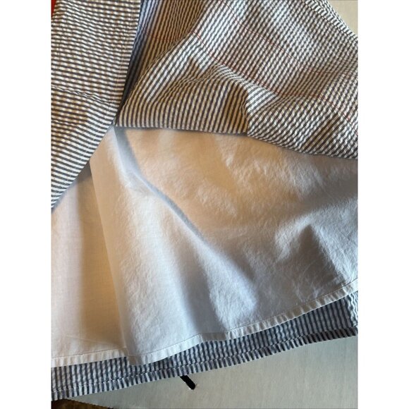 Jessica Simpson Blue White Seersucker Dress Orange Trim Pockets Lined Size 8 - Picture 4 of 10